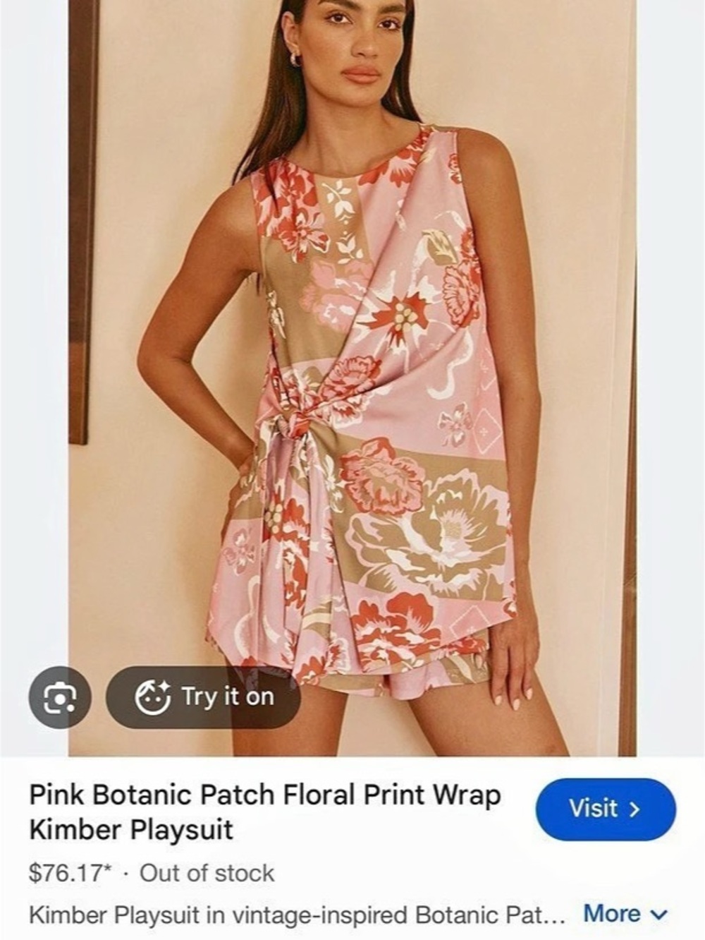 **worn once** SABO Kimber Playsuit - Botanic Patch Floral Pink & Red Size Medium